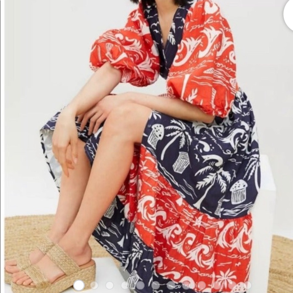 PRICE DROP! BNWT! Spectacular Place Nationale puff sleeve linen dress size L